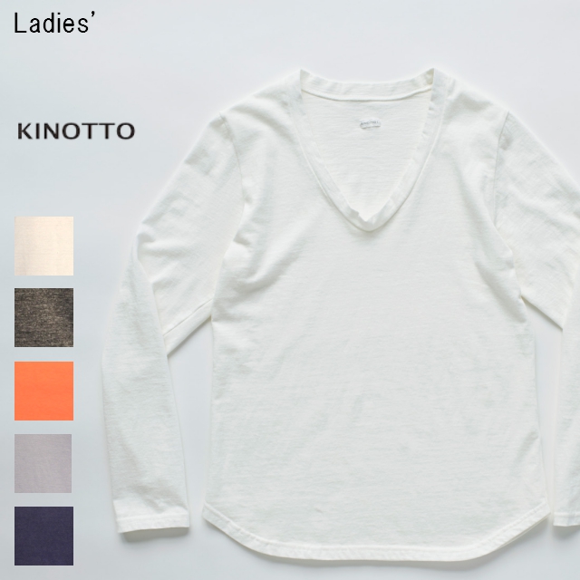 KINOTTO　UネックTシャツ長袖 U-Neck T-Shirts　251C-01　（OFF WHITE）