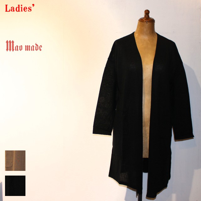 maomade　リネンコットンロングカーディガン Linen Cotton Long Cardigan 711106　（BLACK）