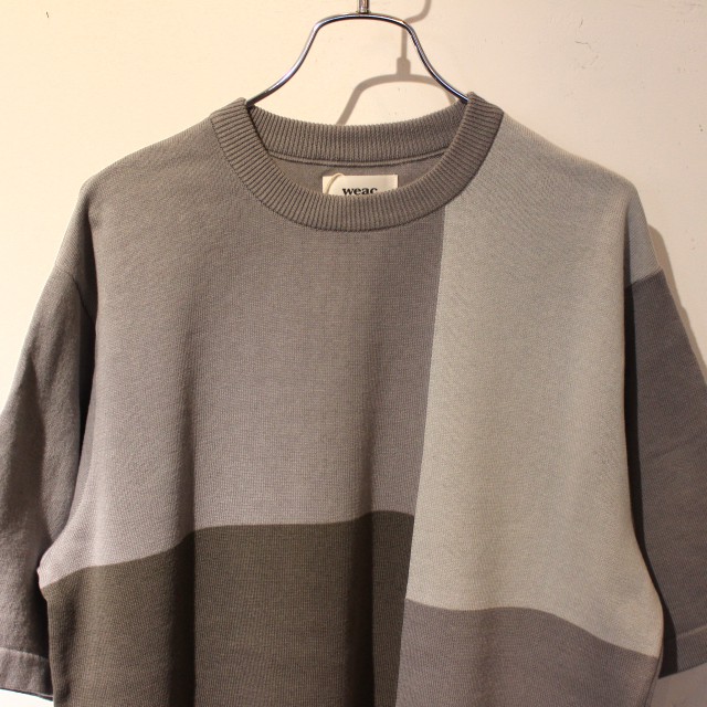 weac. パッチワーク半袖ニット COLOR PATCH KNIT (GRAY) - 画像 (4)