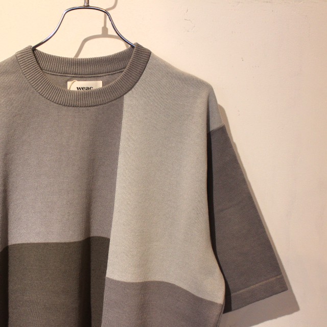 weac. パッチワーク半袖ニット COLOR PATCH KNIT (GRAY) - 画像 (5)