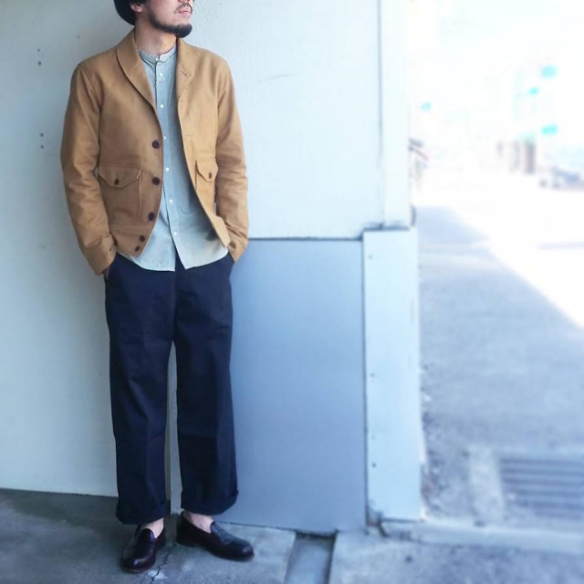 UpscapeAudience ワーカーズチノワイドインステップカットパンツ WORKERS CHINO WIDE PANTS AUD3348 (NAVY) - 画像 (2)