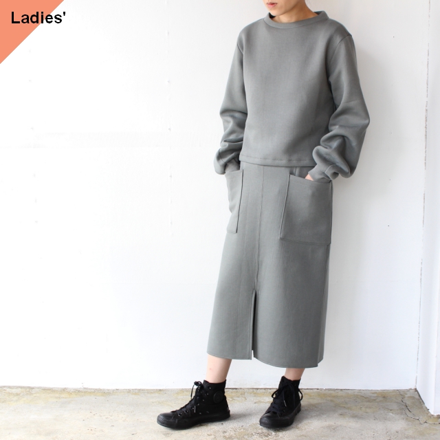 Siora カードボードニットセットアップ Cardboard knit setup / Puff sleeve pullover & Midi skirt