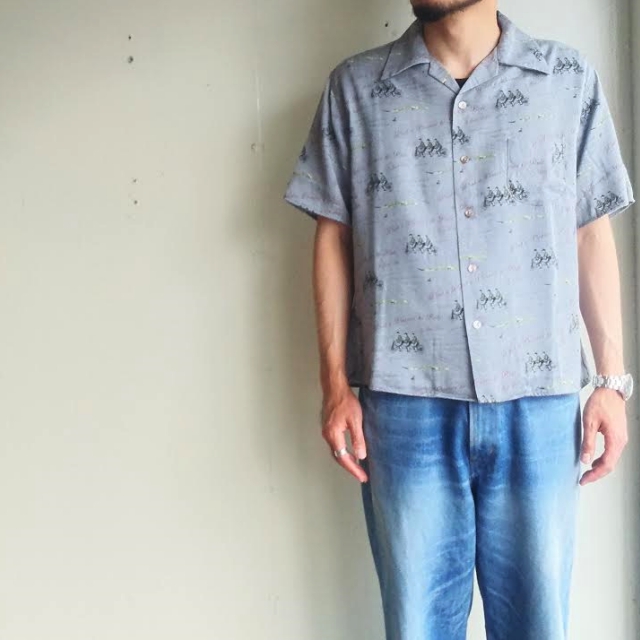 ORGUEIL　総柄オープンカラーシャツ Open Collared Shirt　OR-5019　（GRAY）