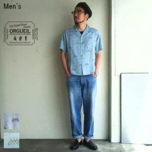 ORGUEIL　総柄オープンカラーシャツ Open Collared Shirt　OR-5019　（BLUE）