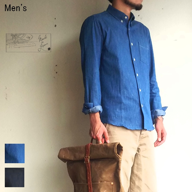 UpscapeAudience　コットンリネンデニムシャツ Cotton Linen Denim Shirts　AUD1860　（BLUE INDIGO）