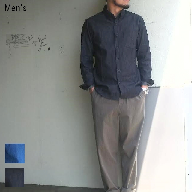 UpscapeAudience　コットンリネンデニムシャツ Cotton Linen Denim Shirts　AUD1860　（DARK INDIGO）