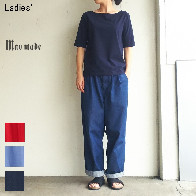 maomade　ボートネックシルケットクルー5分袖 Boat Neck Crew 5/S　721225　（NAVY）