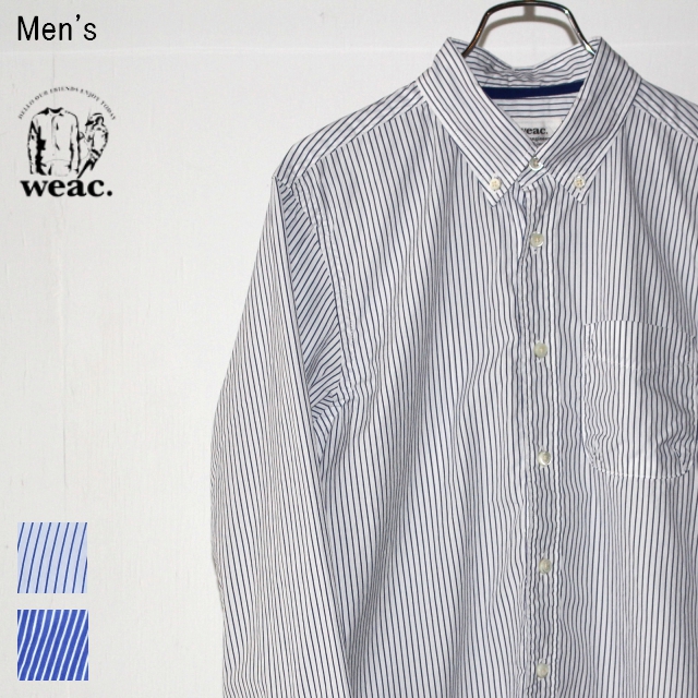 weac.　GIZAコットンベーシックシャツ BASIC SHIRTS　（WHITE×NAVY STRIPE）