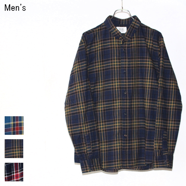 weac.　コットンネルチェックシャツ KURUMICHAN　（NAVY×YELLOW）