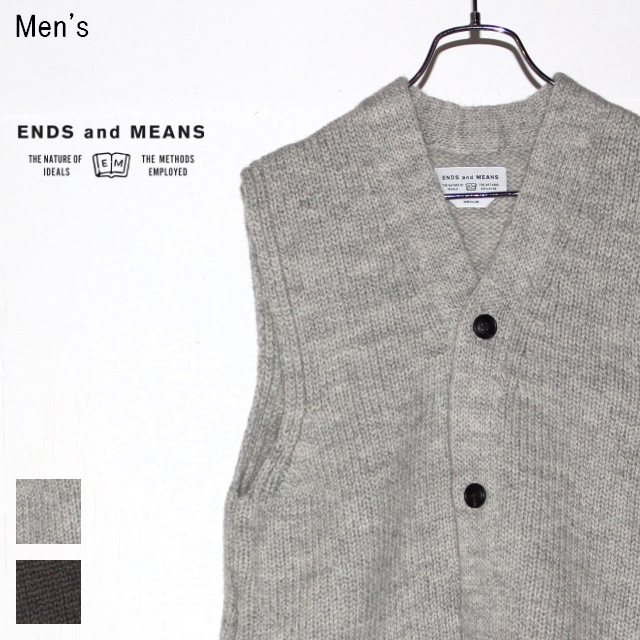 ENDS and MEANS　ニットベスト Grandpa Vest　EM172K009　（BEIGE GRAY）