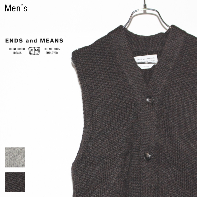 ENDS and MEANS ニットベスト Grandpa Vest EM172K009 （BROWN