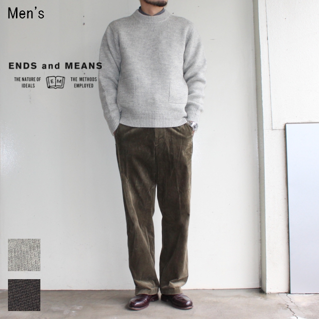 ENDS and MEANS　クルーネックニット Grandpa Knit　EM172K008　（BEIGE GRAY）