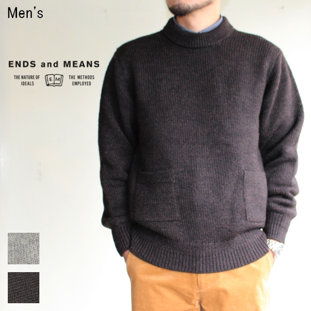 ENDS and MEANS クルーネックニット Grandpa Knit EM172K008 （BROWN