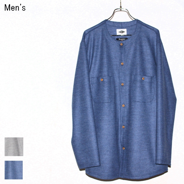 MOSODELIA　ウールノーカラーシャツ Collarless Shirts 17AW-S-002　（BLUE）　