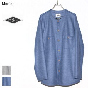 MOSODELIA　ウールシャツカーディガン Collarless Shirts 17AW-S-002　（BLUE）　