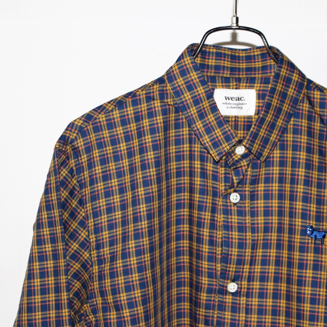weac. チェックシャツ PUGCHAN (YELLOW×NAVY) - 画像 (2)