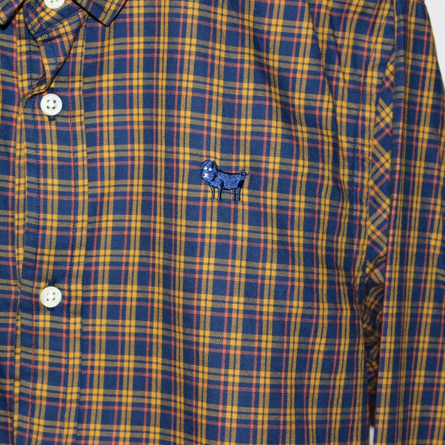 weac. チェックシャツ PUGCHAN (YELLOW×NAVY) - 画像 (6)