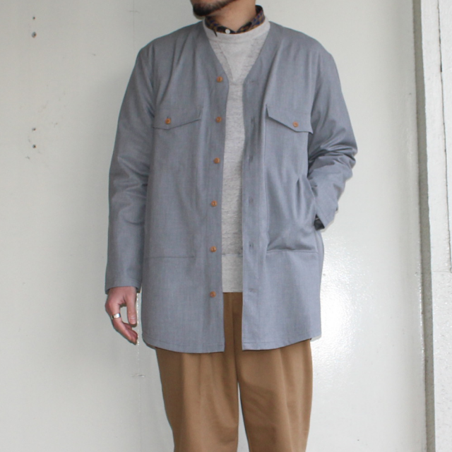 MOSODELIA Vネックシャツジャケット Laurent (GRAY) - 画像 (2)