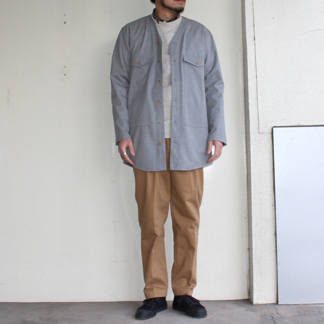 MOSODELIA Vネックシャツジャケット Laurent (GRAY) - 画像 (6)