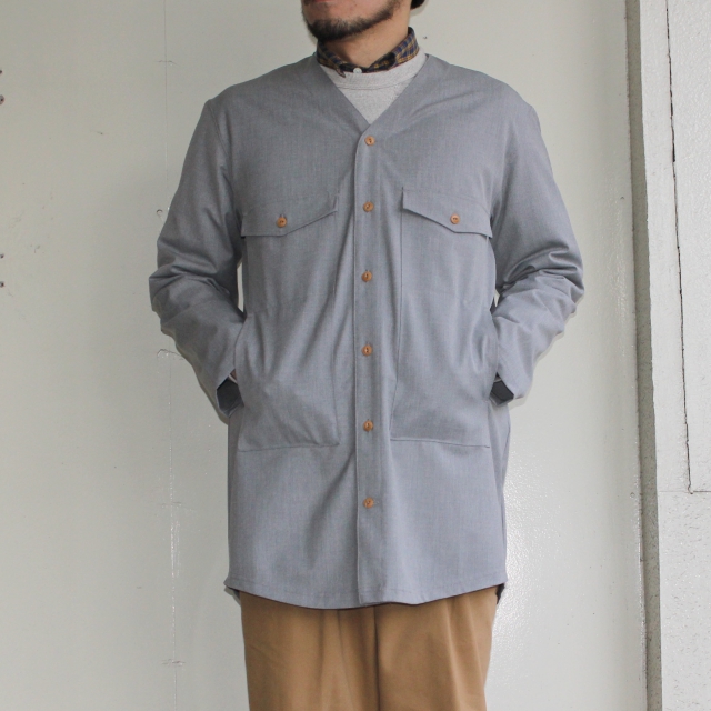 MOSODELIA Vネックシャツジャケット Laurent (GRAY) - 画像 (11)