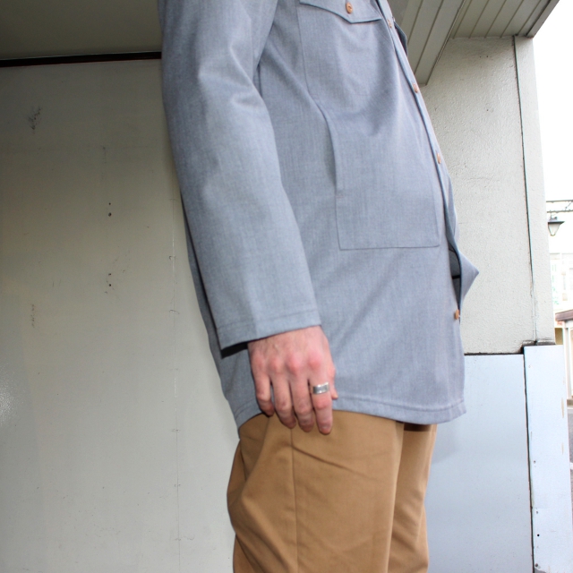 MOSODELIA Vネックシャツジャケット Laurent (GRAY) - 画像 (13)