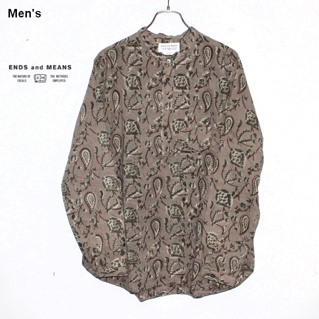 ENDS and MEANS　バンドカラーシャツ Band Collar Shirts　EM181S008　（PAISLEY）　