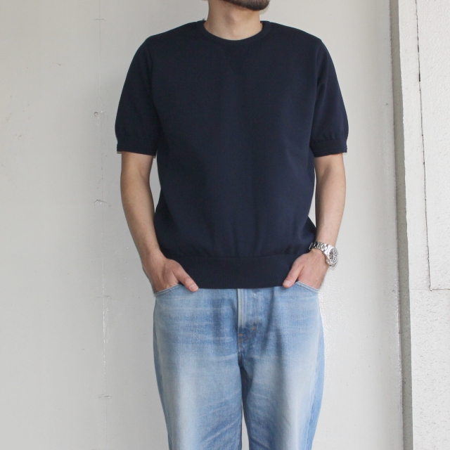 Orgueil 半袖リブニットTシャツ Knit Tshirt OR-4100 (ネイビー) - 画像 (2)