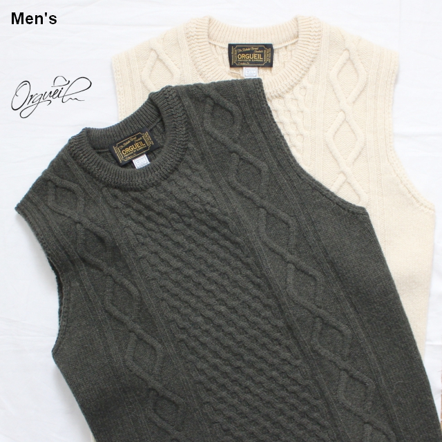 Orgueil ケーブルニットベスト Cable Knit Vest OR-4122 ２カラー