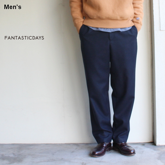 FANTASTICDAYS　ウールテーパードイージーパンツ FLANNEL-M-83-01　（ネイビー）