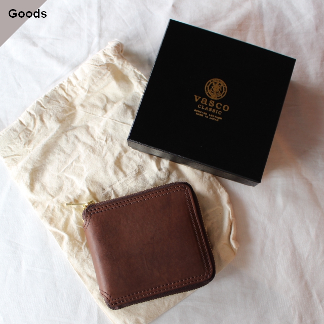 vasco オイルドレザーショートウォレット LEATHER VOYAGE ROUND ZIP SHORT WALLET　VSC-700Z ブラウン（CORTESIA）