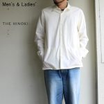 THE HINOKI　パラシュートクロス丸襟シャツ長袖 　（WHITE）