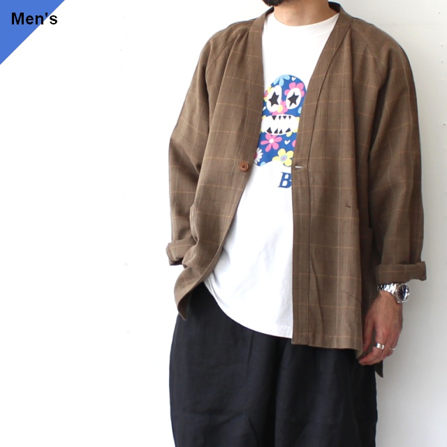 weac. HATENA CARDIGAN イージーシャツカーディガン （Beige Check）