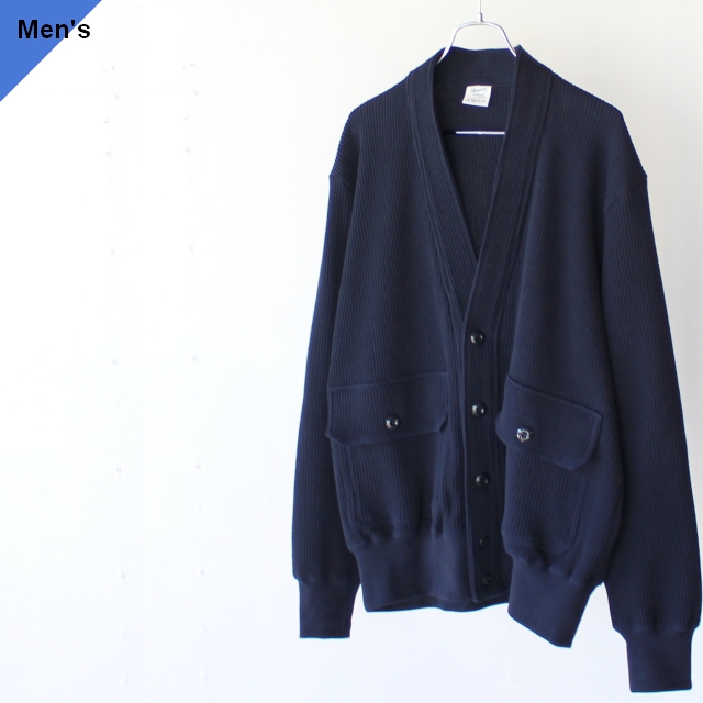 Soundman ワッフルニットカーディガン Keith （Navy）