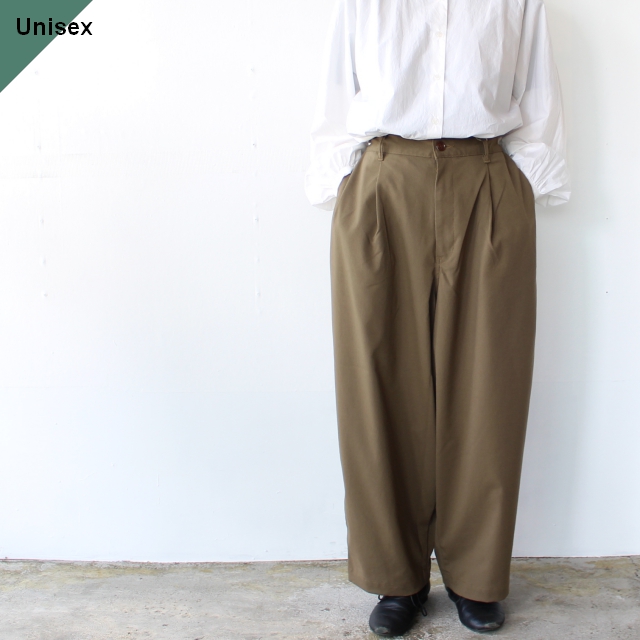 ワイドエッグロングパンツ T/R Wide Egg Long Pants オリーブ