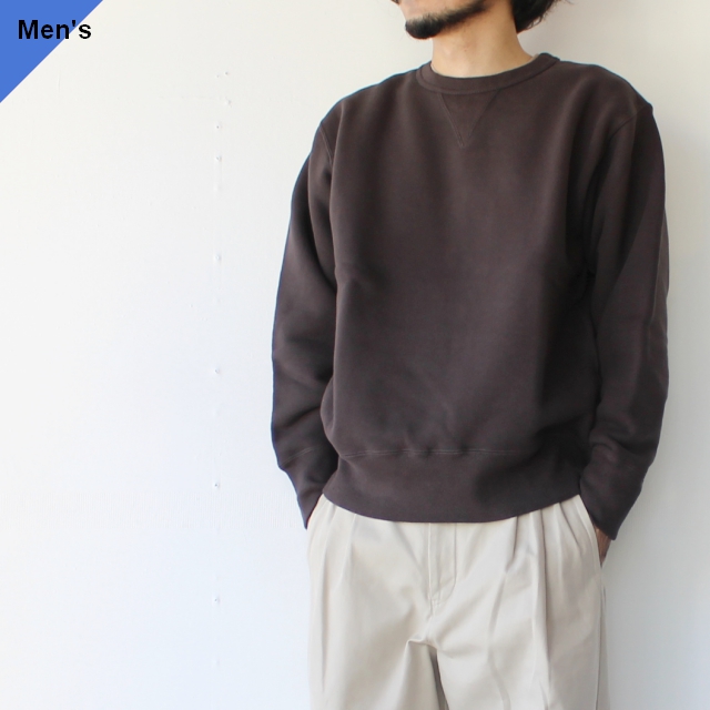 ヘビーウェイトスウェットクルー Heavy fleece sweat チャコールブラウン