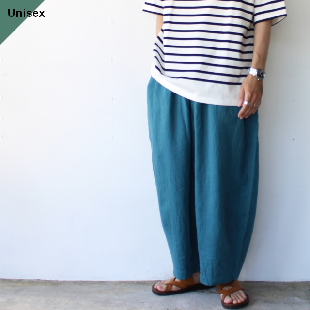 HARVESTY　French linen easy circus pants フレンチリネンイージーサーカスパンツ　A12214　（Blue green）