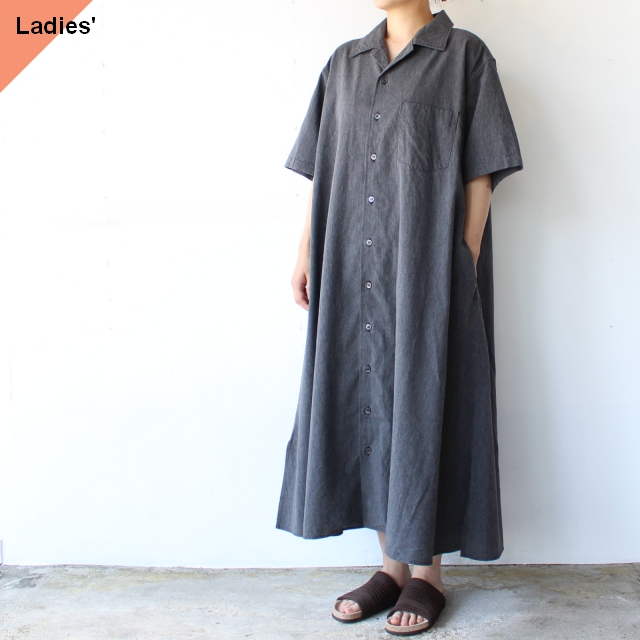 HARVESTY　5oz Chambray S/S Shirt Robe シャンブレーシャツローブ　A42201　（Charcoal）