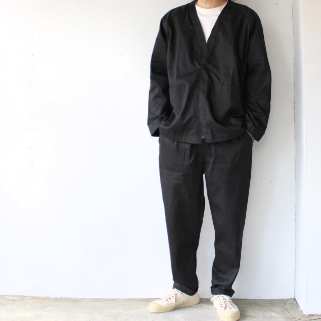 weac. HATENA CARDIGAN / EASY FATIGUE PANTS イージーセットアップ (Black) - 画像 (3)