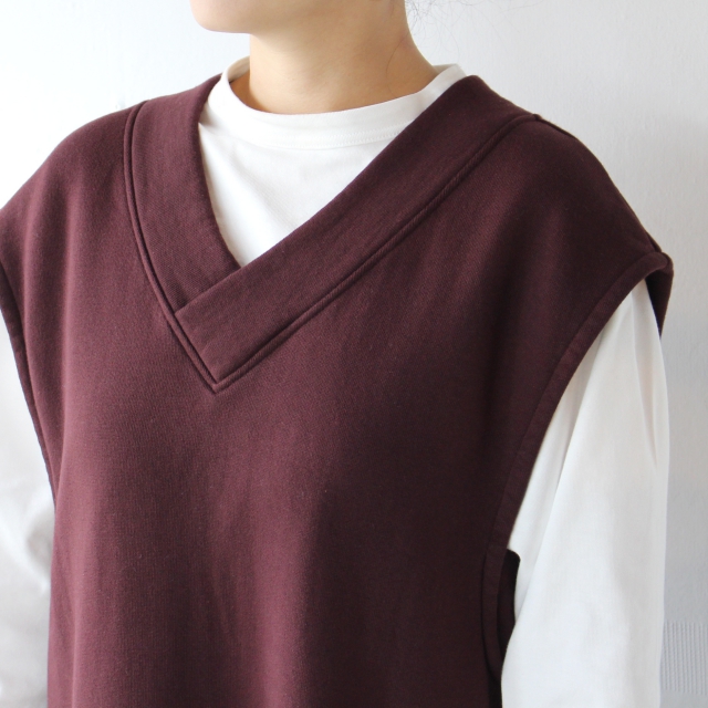 siora 裏起毛スウェットスリーブレスワンピース (Chocolate brown) - 画像 (3)