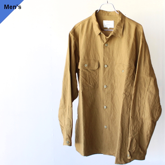 another 20th century コットンリネンワークシャツ Walter's Corn-Venti Shirt Organic C/L　（Cinnamon）