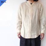 HAVERSACK 高密度リネンポプリンカラーレスシャツ Linen poplin collarless shirt（Cream）