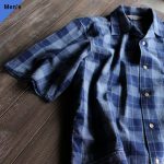 Orgueil　Open Collar Shirt / 綿麻インディゴチェック / OR-5085B　（Indigo blue）