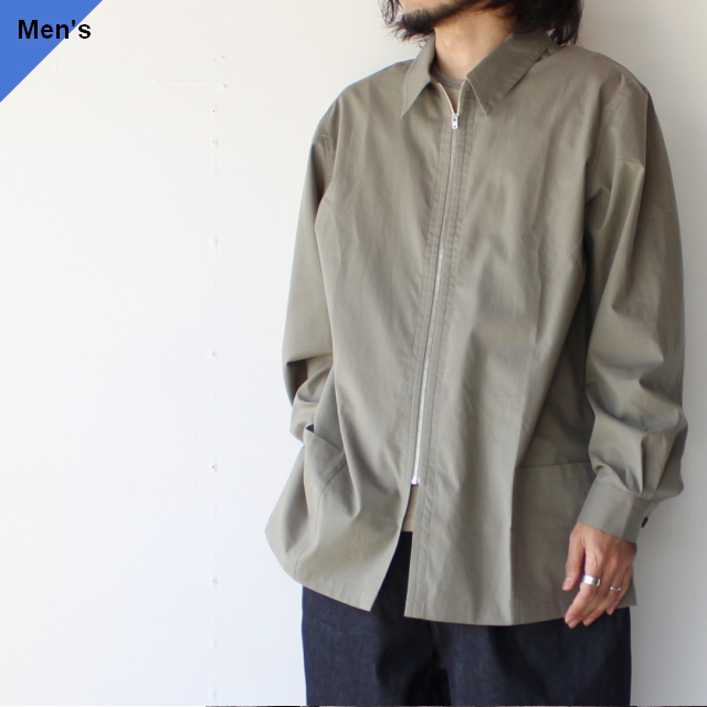 THE HINOKI オーガニックコットンポプリンZIPシャツ OG Cotton Poplin Zip Shirt　（Sage）