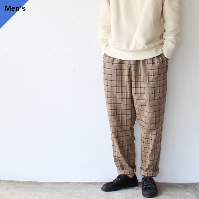 weac. テーパードイージーパンツ RELAX PANTS (Beige check)