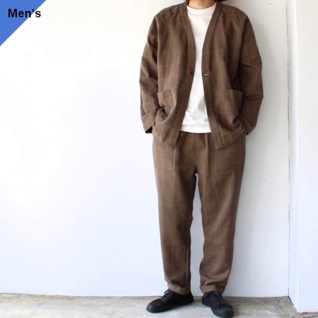 weac. HATENA CARDIGAN / EASY FATIGUE PANTS イージーセットアップ　（Beige Check）