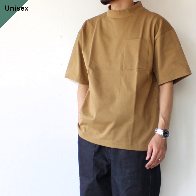 HARVESTY モックネックポケットT Mockneck S/S Tee　A52101　（Khaki beige）