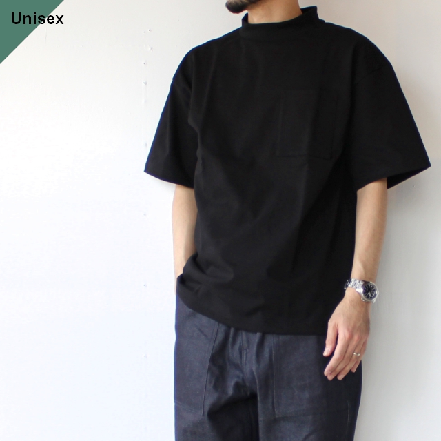 HARVESTY モックネックポケットT Mockneck S/S Tee　A52101　（Black）