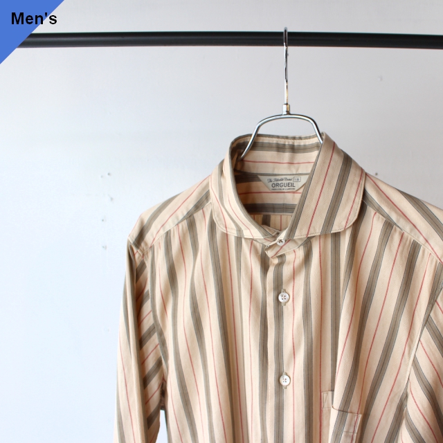 Orgueil ストライプウィンザーカラーシャツ Windsor collar Shirt　OR-5071A　（Beige stripe）