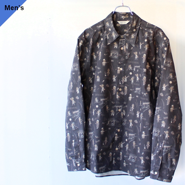 Orgueil 総柄プリントレギュラーカラーシャツ Print Shirt 　OR-5083　（Black）