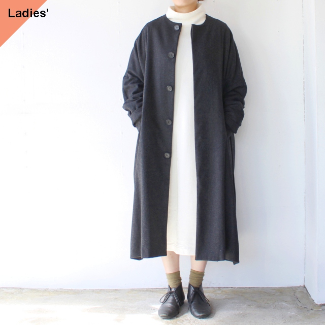 SETTO ウールノーカラーコート PORTE COAT　（Gray）